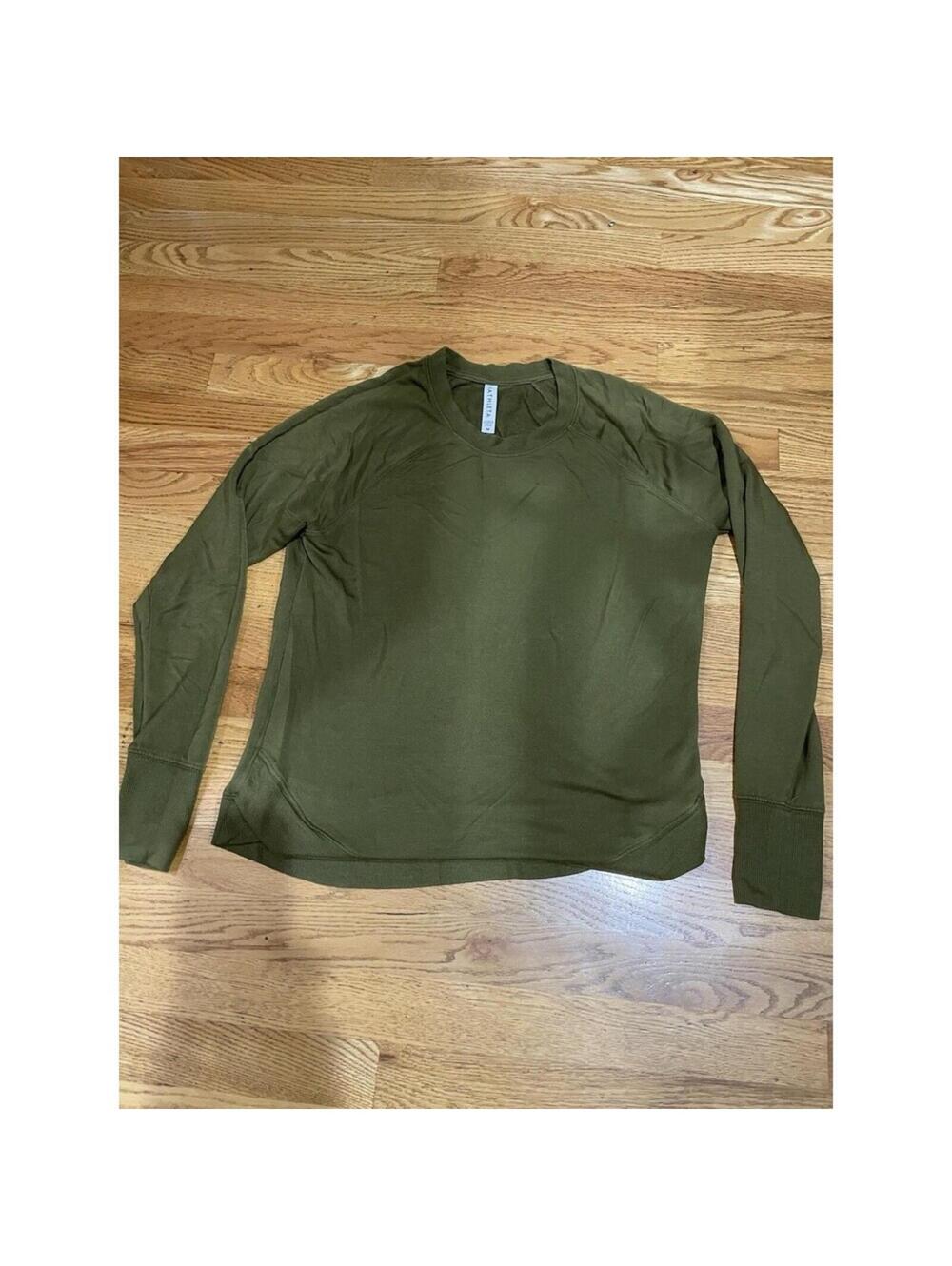 Women’s Athleta Khaki Green Long Sleeve Shirt/ Top Light pullover M Medium